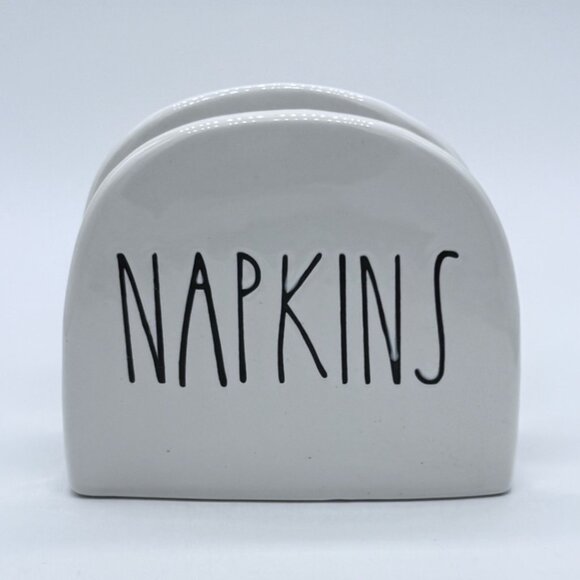 Ceramic Brighter Barns White  Napkin Holder With "Napkins" in Black Text - Picture 2 of 7